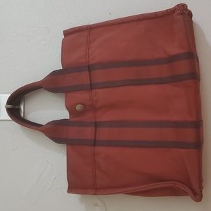 Hermes Tote Bag in Red and Brown